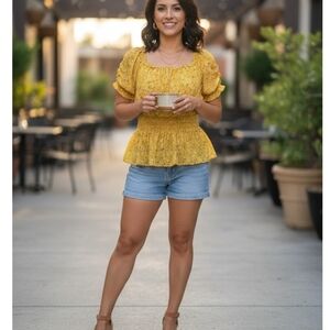 Max Studio Yellow Floral Blouse